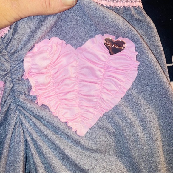 RARE GRAY/PINK HEART CUTE BOOTY LOUNGE LEGGINGS heart butt valentines y2k cute - Picture 3 of 4